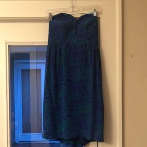 Maple by Anthropologie strapless blue dress